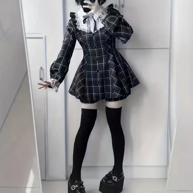 체크 러플 셋업 지뢰계 셋업