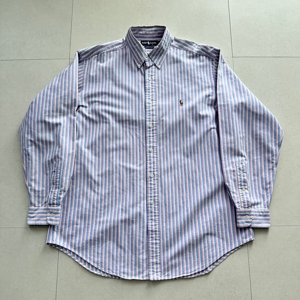 90s 폴로 야머스 옥스포드 버튼다운 셔츠 16.5 (멀티 스트라이프)