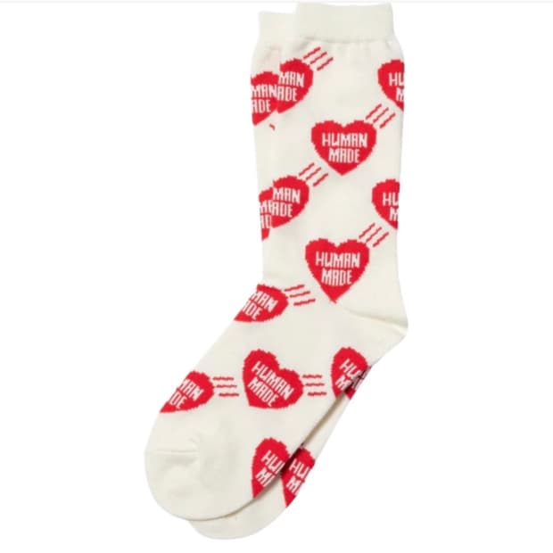 휴먼 메이드 하트 패턴 삭스 레드