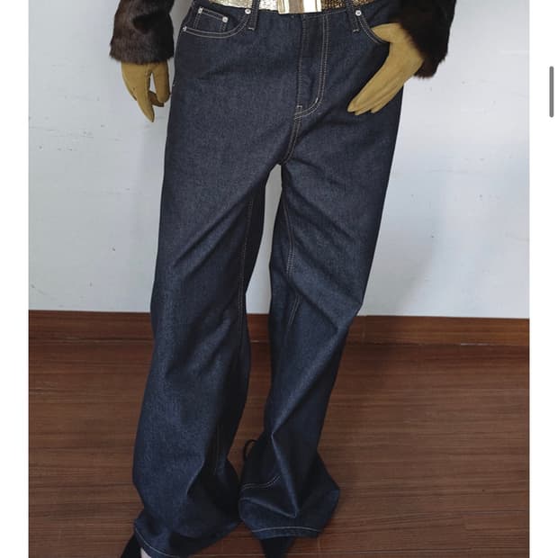 오버듀플레어 raw wide denim, navy 1
