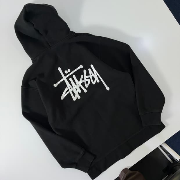 Stussy 스투시 블랙 스탁 로고 후드집업