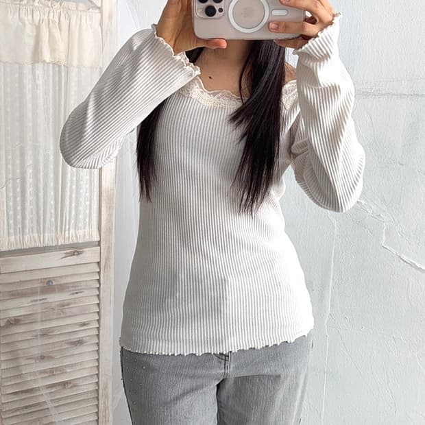 Lace Point Ivory Long Sleeve
