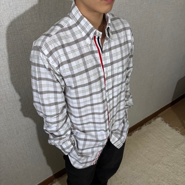 Thom Browne 톰 브라운 히든 삼선 체크 셔츠