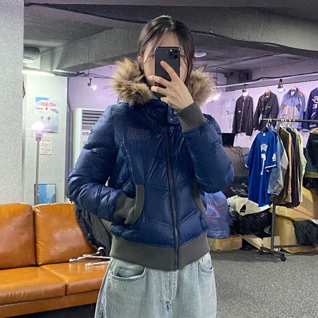 게스진 나일론 덕다운 y2k 퀄팅 패딩 B3077