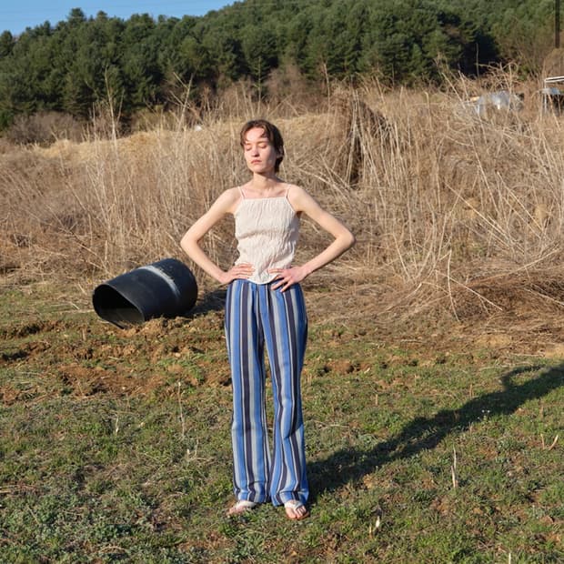 엔조 블루스 스트라이프 밴딩 부츠컷 팬츠 (Blue) 스트라이프팬츠