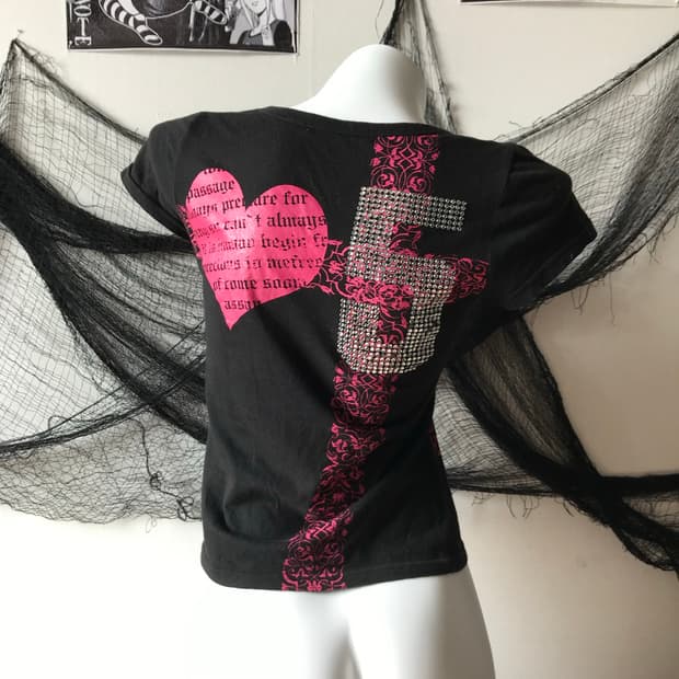 Punk 00s mood beads printing halfsleeve 