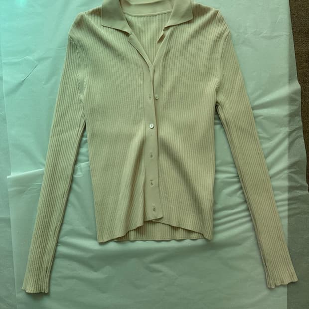 LFM 엘에프엠 카라 골지 가디건 베이지 F