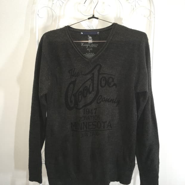 jpn vintage charcoal lettering knit