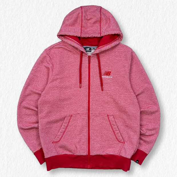 뉴발란스 마이크로 단가라 후드집업 레드