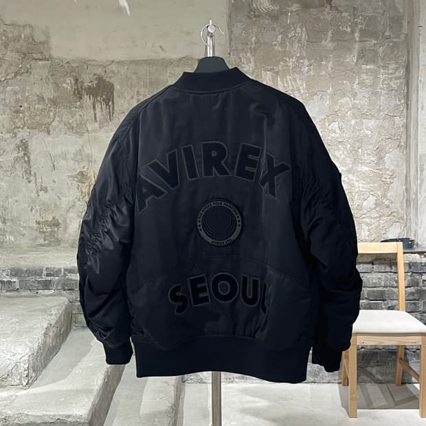 아비렉스 x 커스텀멜로우 블랙 서울 MA-1 봄버 자켓