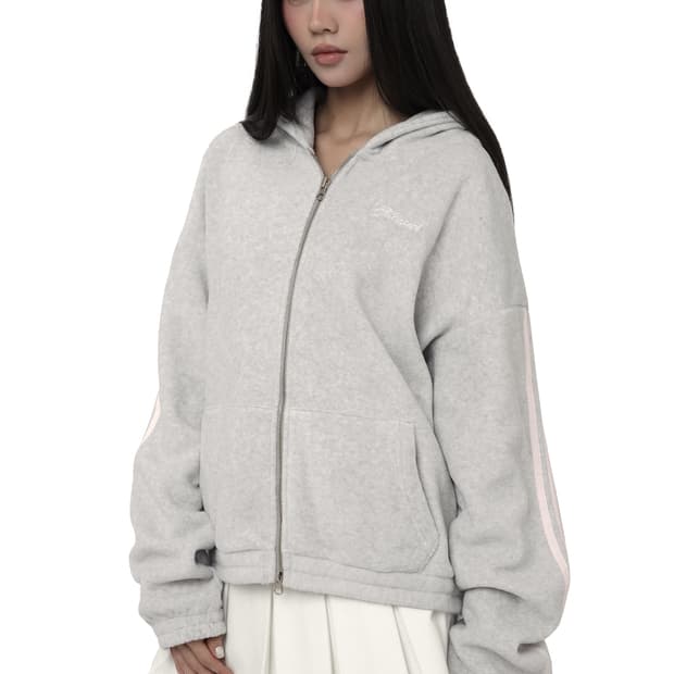 클리시어 소프트 허그 후리스 후드 집업 라이트그레이