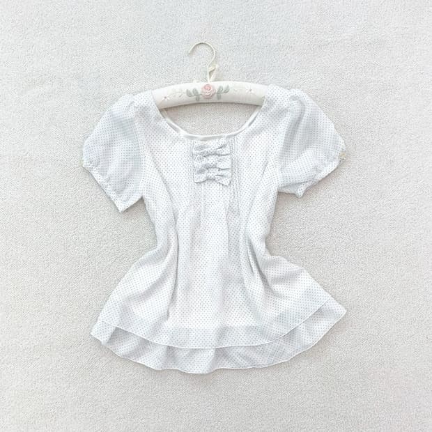 Ferox ♥ 페록스 폴카도트 리본 블라우스