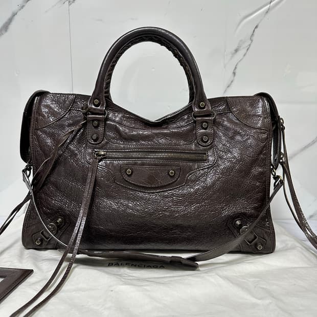 [A+ 정품] 발렌시아가 시티 모터백 미디움 다크브라운