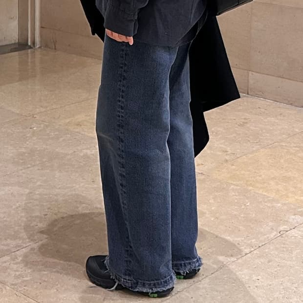 새상품 destroyed hemline jeans vintage blue