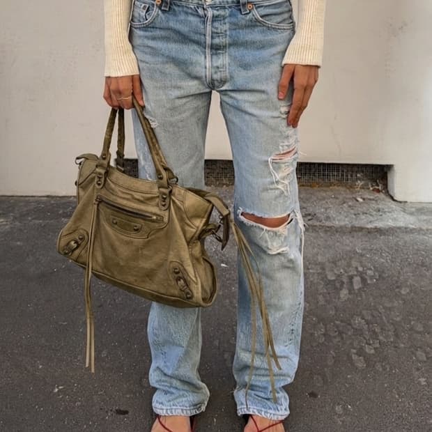 Balenciaga 발렌시아가 시티백 모터백 미디움 카키그레이