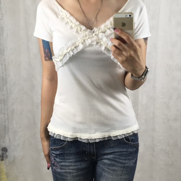 JPN ivory frill top