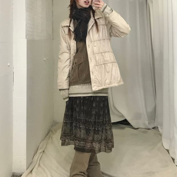 빈티지 브라운 러블리 히피 아메카지 코디 세트