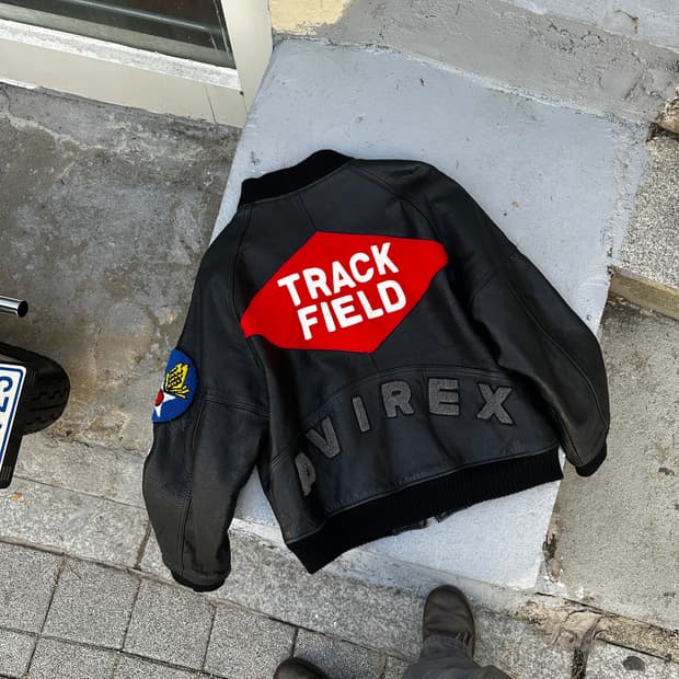 avirex 아비렉스 90s 트랙필드 레더 바시티 자켓