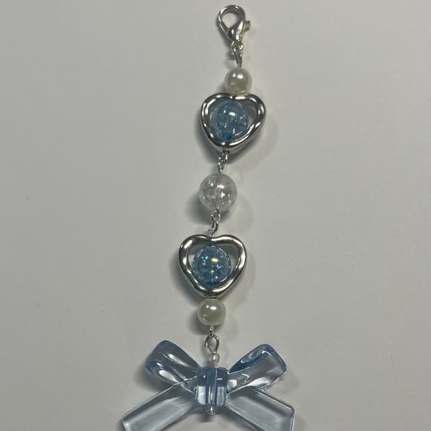 블루&실버 리본 키링