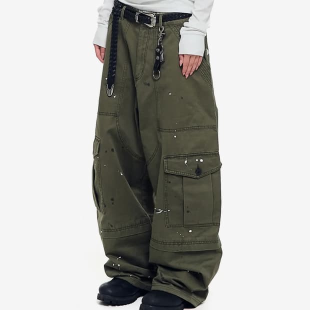 아캄 Aakam Painted Military Cargo Pants 카키