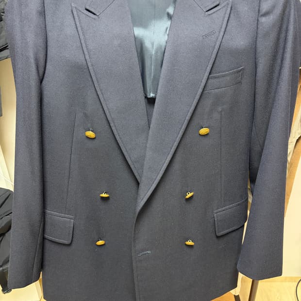 브룩스브라더스 네이비 금장 더블 브레스티드 블레이저