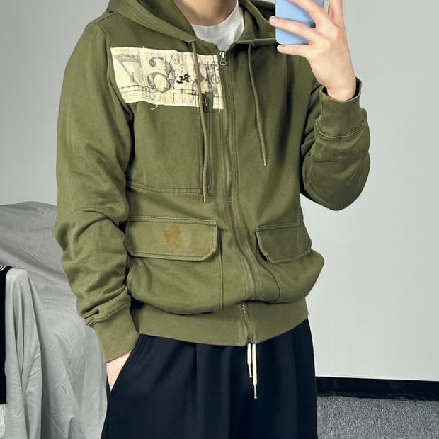 폴로 랄프로렌 진스 y2k 빈티지 카키 후드집업 M 