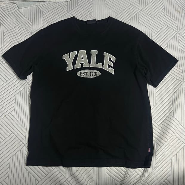 예일 반팔 XL 아치 로고 프린팅 블랙 검정 공용 데일리