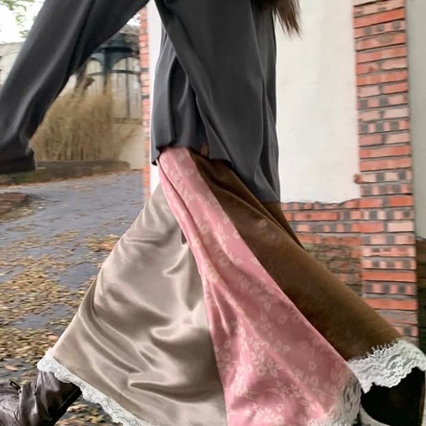 swingswing 3tone asymmetrical maxi skirt