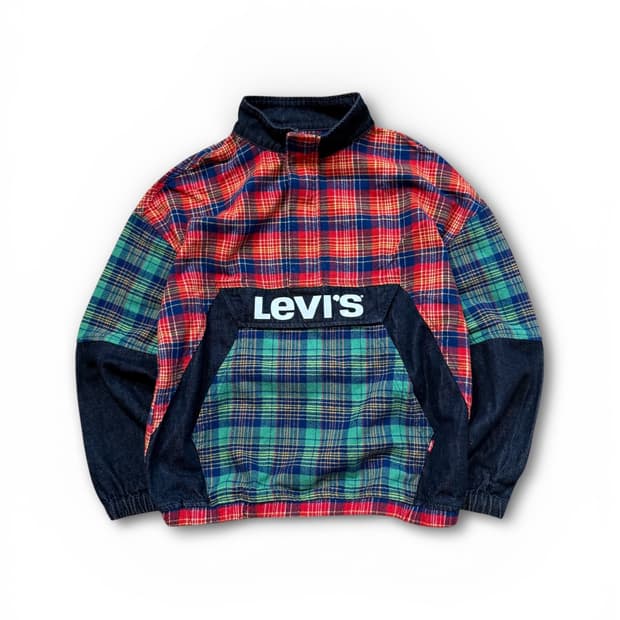 levi’s kids 체크 데님 혼방 아노락 맨투맨 