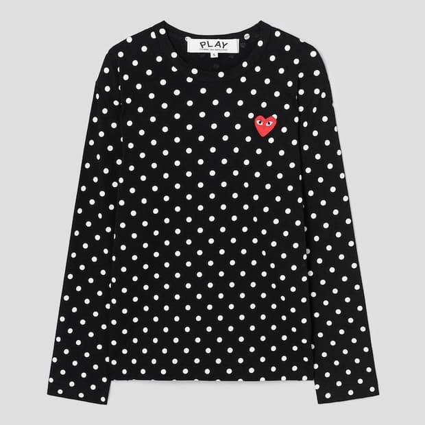 꼼데가르송 플레이 / 폴카도트 폴카닷 롱슬리브 블랙 / XL(6)