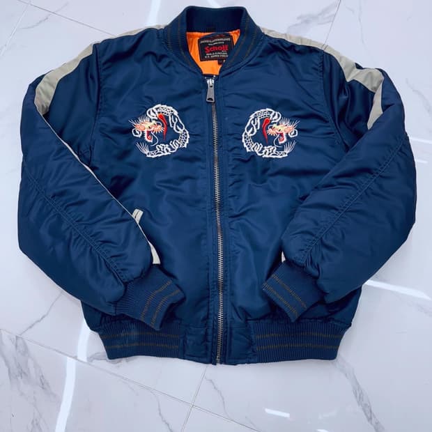 •Schott 쇼트 용 자수 블루종 자켓