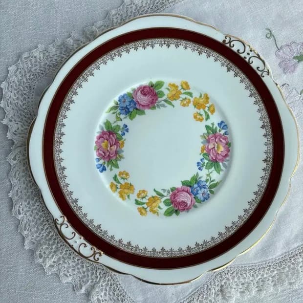 영국 빈티지 임페리얼 22k 양귀 케이크 접시