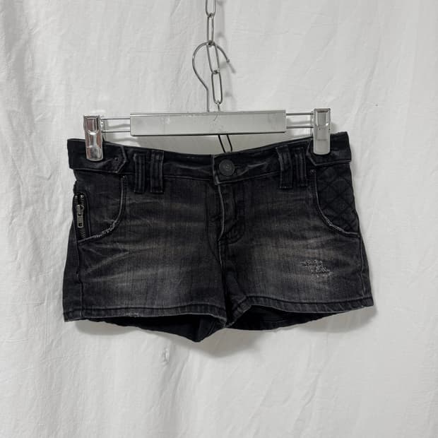 Faded black denim shorts