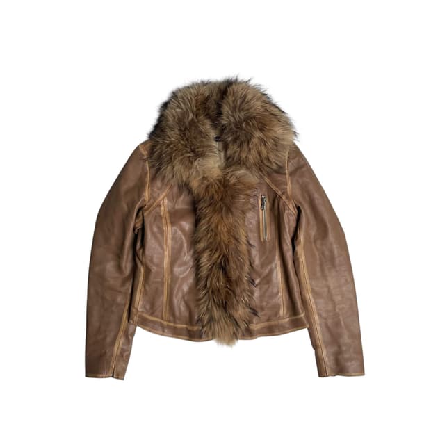 QUBHA 퍼 그라데이션 레더 자켓 (italy made)