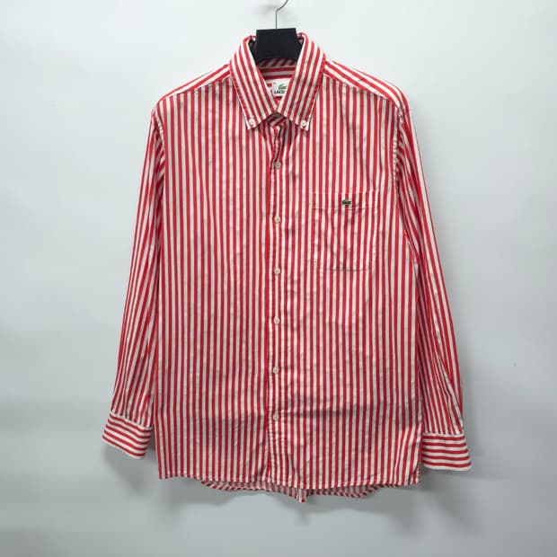 라코스테 남성 오렌지 스트라이프 버튼다운 셔츠(95~100)