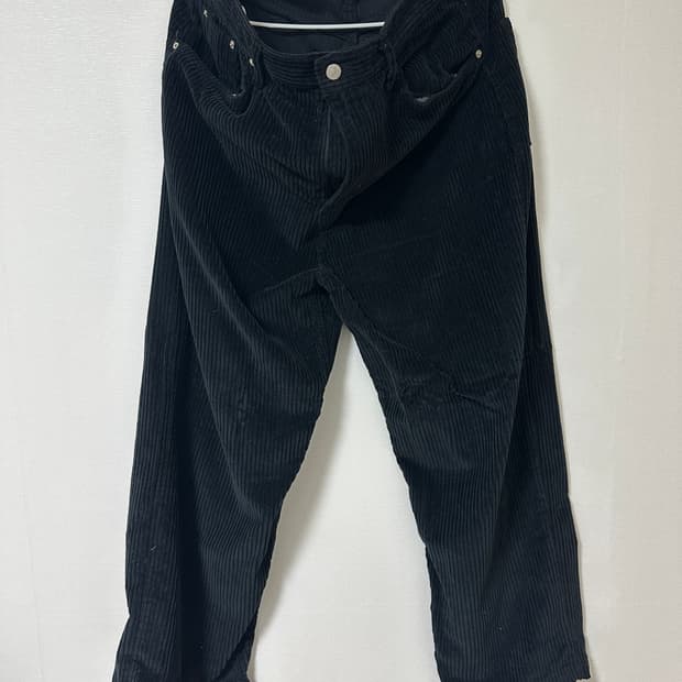 LANE 남성 검정 코듀로이 바지