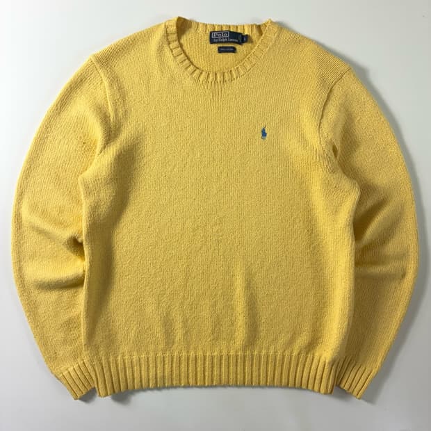 Polo  폴로 랄프로렌 90,s 자수 코튼 옐로우 니트 