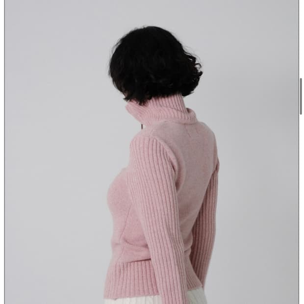 페일제이드 터틀넥 울 니트 집업 핑크