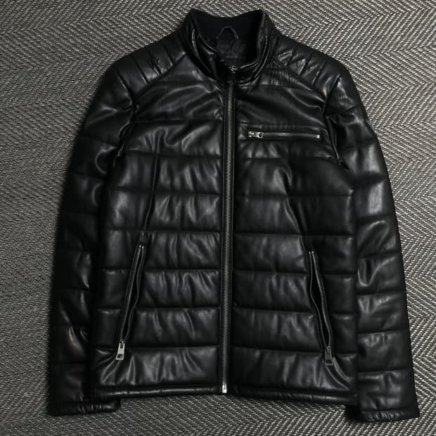 게스 패치 로고 퀄팅 패딩 자켓 블랙o 5378