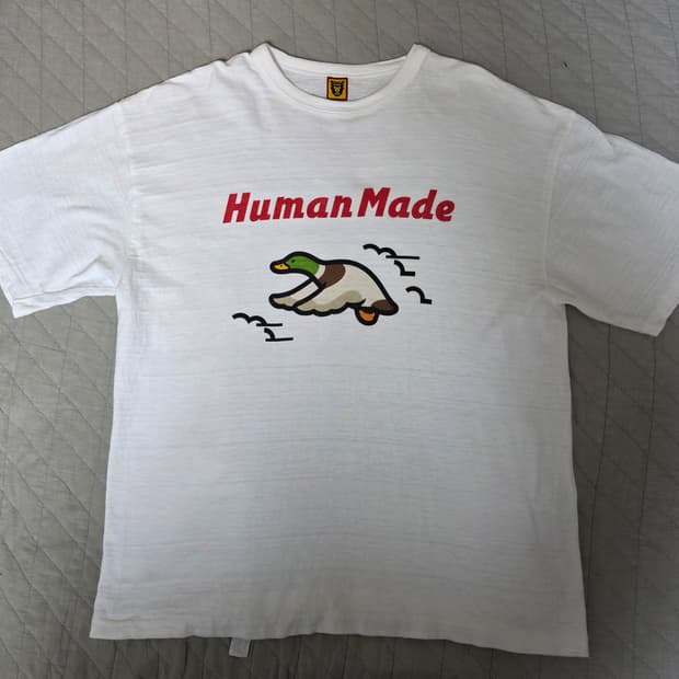 [XXL] 휴먼메이드 덕,오리 프린팅 티셔츠 화이트