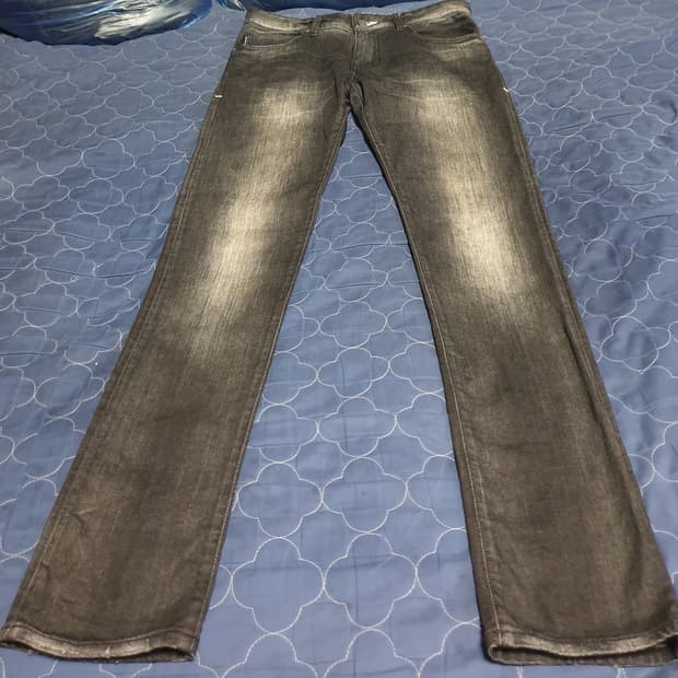 아르마니 익스체인지 스키니핏 스트레치 워싱 데님진 흑청 (31)