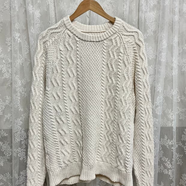 M) 아베크롬비 코튼 케이블 니트 아이보리