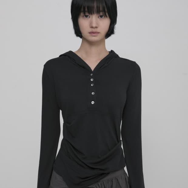 [2] 플레어업 에시메트리컬 드레이프 후디 블랙