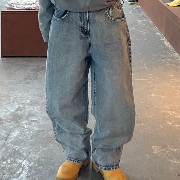 토피 워시드 와이드 데님 팬츠 H1545