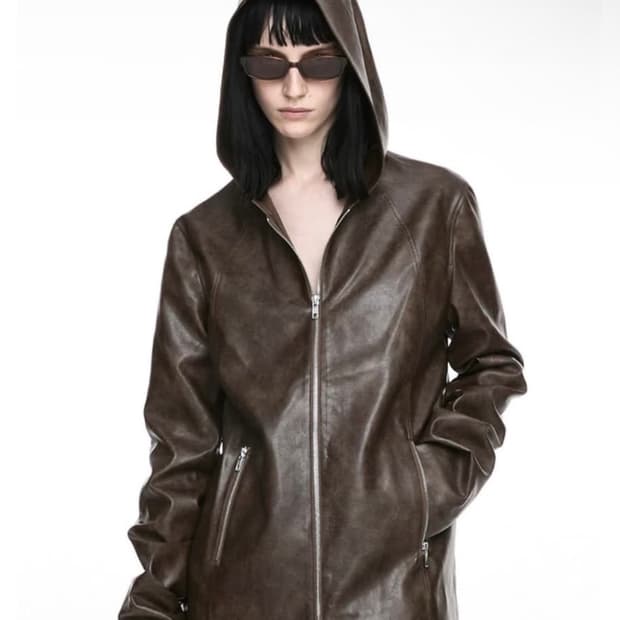 나체 레더 후드 자켓 1