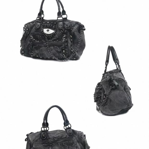 아이 패치 스터드 체인 보스턴백