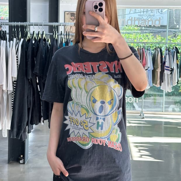 히스테릭글래머 퍽베어 뉴리퀴드 반팔티 