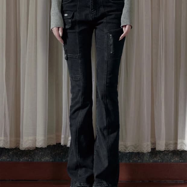 보헤미안서울 사이드포켓 부츠컷 진 딥그레이 s