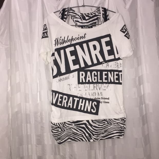 Dig Deep 갸루 펑크 지브라 레이어드 지퍼 홀터 반팔