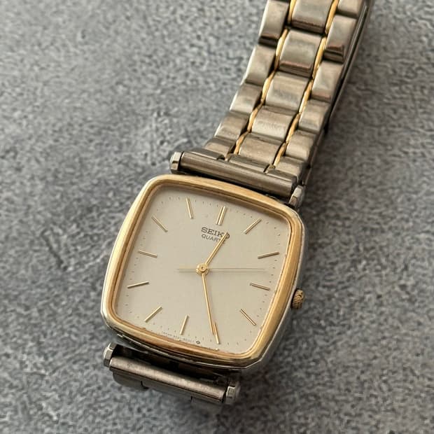 세이코 Seiko 투톤 콤비 스퀘어 쿼츠